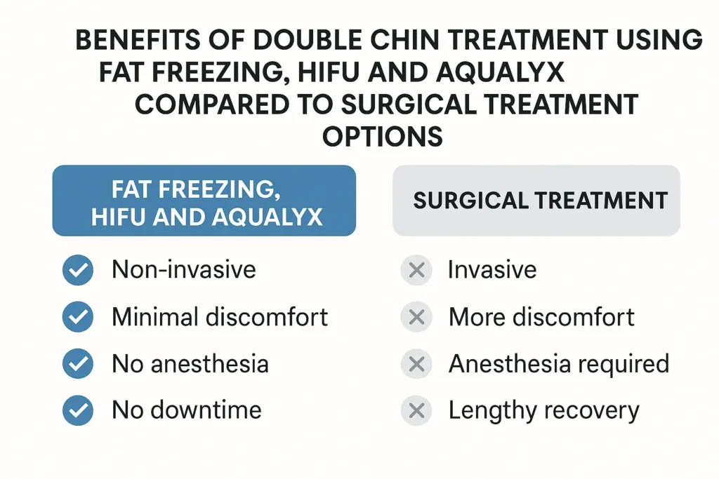 Graphic about the benefits of double chin treatment Tamworth - from LA LIPO