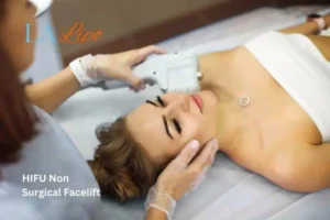 Woman having Hi-Fu to reduce wrinkles Tamworth.