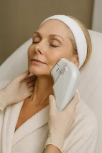 Woman receiving HIFU non surgical facelift treatment Tamworth