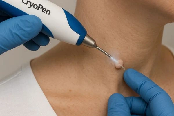 Person receiving Cryotherapy skin tag removal Tamworth